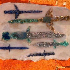 Six Resin Epoxy Daggers or Small Swords. Gothic Decor. Display Swords. Handmade.